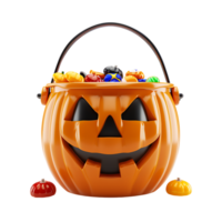 Trick or treat jack o lantern candy bucket on isolated transparent background png