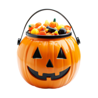 Trick or treat jack o lantern candy bucket on isolated transparent background png