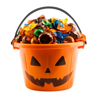 Trick or treat jack o lantern candy bucket on isolated transparent background png