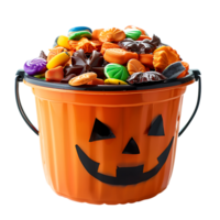 Trick or treat jack o lantern candy bucket on isolated transparent background png