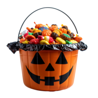 Trick or treat jack o lantern candy bucket on isolated transparent background png