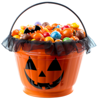 Trick or treat jack o lantern candy bucket on isolated transparent background png