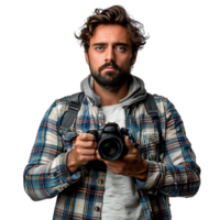 masculino fotógrafo en aislado transparente antecedentes png