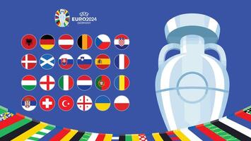 euro 2024 Alemania emblemas con trofeo diseño símbolo oficial logo europeo fútbol americano final ilustración vector
