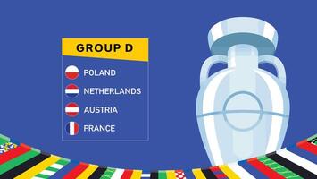euro 2024 Alemania grupo re banderas diseño con trofeo símbolo oficial logo europeo fútbol americano final ilustración vector
