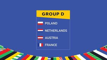 European Nations 2024 Group D Flags Design Abstract Teams Countries European Football Symbol Logo Illustration vector