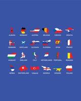 europeo fútbol americano 2024 banderas mapa diseño resumen equipos naciones símbolo europeo fútbol americano países ilustración vector