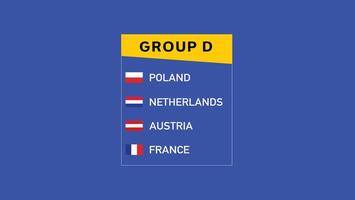 European Nations 2024 Group D Flags Abstract Design Teams Countries European Football Symbol Logo Illustration vector