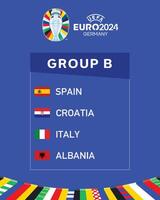 Euro 2024 Germany Group B Flags Emblems Design Official logo Symbol European Football final illustration vector