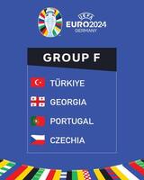 euro 2024 Alemania grupo F cinta banderas diseño símbolo oficial logo europeo fútbol americano final ilustración vector