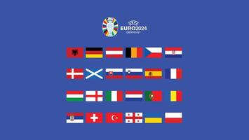 euro 2024 Alemania banderas diseño con oficial símbolo logo europeo fútbol americano final ilustración vector