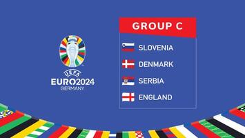 Euro 2024 Germany Group C Flags Ribbon Design Official logo Symbol European Football final illustration vector