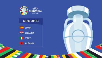 Euro 2024 Germany Group B Emblem Ribbon Design With Trophy Symbol Official logo European Football final illustration vector