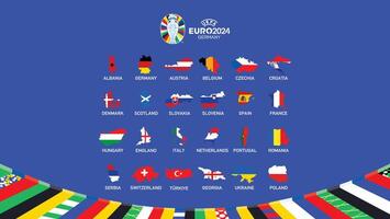 euro 2024 Alemania banderas mapa diseño con logo oficial símbolo europeo fútbol americano final ilustración vector