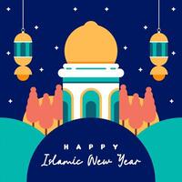 Flat islamic new year background vector