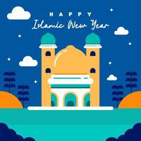 Flat islamic new year background vector
