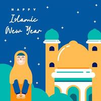 Flat islamic new year background vector