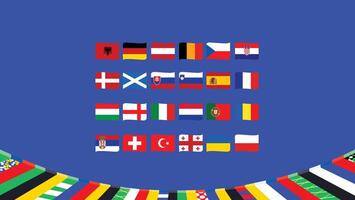 European Football 2024 Flags Ribbon Design Abstract Symbol European Football Nations Teams Countries illustration vector