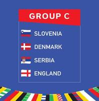 European Nations 2024 Group C Ribbon Flags Abstract Design Teams Countries European Football Symbol Logo Illustration vector