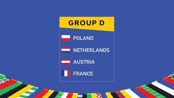 European Nations 2024 Group D Flags Ribbon Design Abstract Teams Countries European Football Symbol Logo Illustration vector