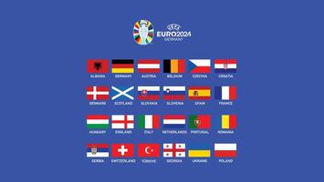 euro 2024 Alemania banderas diseño con símbolo oficial logo europeo fútbol americano final ilustración vector