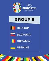 Euro 2024 Germany Group E Ribbon Flags Design Symbol Official logo European Football final illustration vector