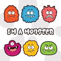 Cute abstract cartoon characters set. Bundle of different types of colorful monsters with simple shapes. Mascots expressing emotions. Childrens illustration in flat design isolated collection vector