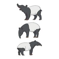 hand drawn tapir animal vector