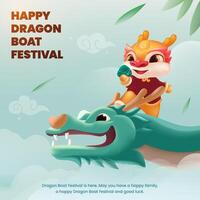 Dragon Boat Festival greetings design template vector