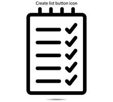 Create list button icon, illustrator on background vector