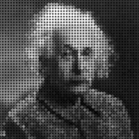 Albert Einstein portrait of mosaic art illustration. Solid color of dot halftone pattern. Mosaic art. Historical people. Eps 10. vector