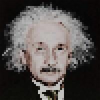 Albert Einstein retrato de mosaico Arte ilustración. sólido color de punto trama de semitonos modelo. mosaico Arte. histórico gente. eps 10 vector