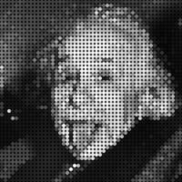 Albert Einstein portrait of mosaic art illustration. Solid color of dot halftone pattern. Mosaic art. Historical people. Eps 10. vector