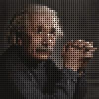 Albert Einstein retrato de mosaico Arte ilustración. sólido color de punto trama de semitonos modelo. mosaico Arte. histórico gente. eps 10 vector