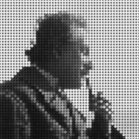 Albert Einstein portrait of mosaic art illustration. Solid color of dot halftone pattern. Mosaic art. Historical people. Eps 10. vector