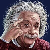 Albert Einstein portrait of mosaic art illustration. Solid color of dot halftone pattern. Mosaic art. Historical people. Eps 10. vector