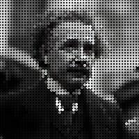 Albert Einstein portrait of mosaic art illustration. Solid color of dot halftone pattern. Mosaic art. Historical people. Eps 10. vector