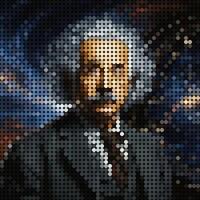 Albert Einstein retrato de mosaico Arte ilustración. sólido color de punto trama de semitonos modelo. mosaico Arte. histórico gente. eps 10 vector