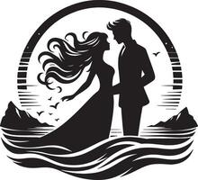 Romantic Couple Silhouette Illustration vector