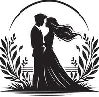 Romantic Couple Silhouette Illustration vector