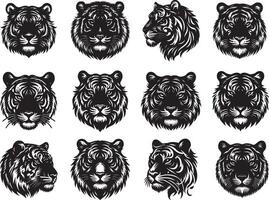 Tigre cara silueta ilustración Arte vector