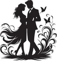 Romantic Couple Silhouette Illustration vector