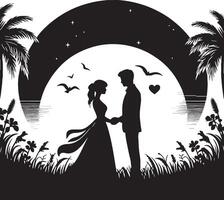 Romantic Couple Silhouette Illustration vector