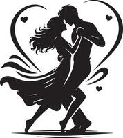 Romantic Couple Silhouette Illustration vector