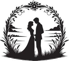 Romantic Couple Silhouette Illustration vector