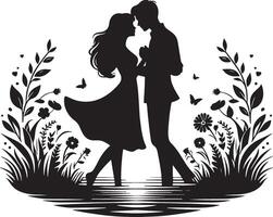 Romantic Couple Silhouette Illustration vector