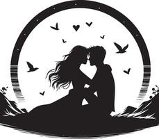 Romantic Couple Silhouette Illustration vector