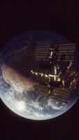 International Space Station in outer space over the planet Earth orbit video