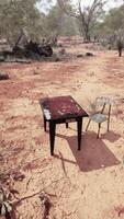 old ruster metal table in desert video