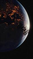 International Space Station in outer space over the planet Earth orbit video